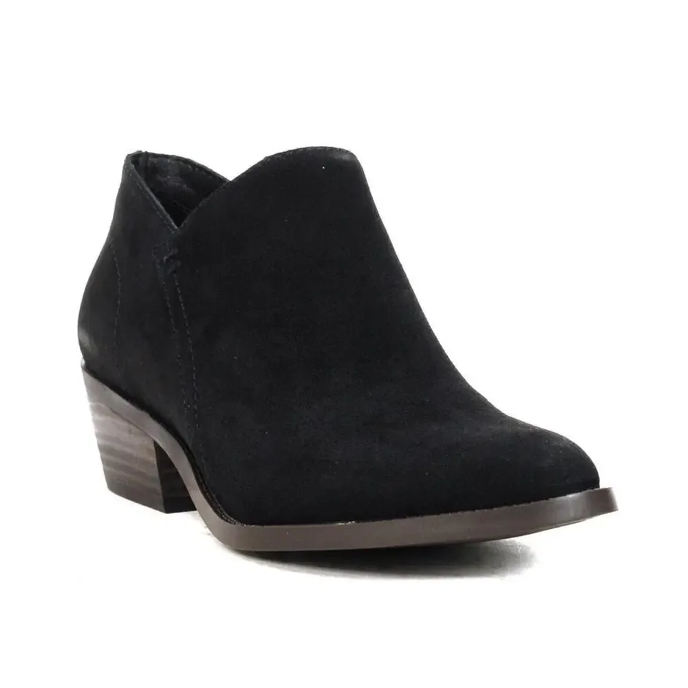 Lucky Brand Size 8.5 Black Fanky Suede Ankle Heel Bootie Boot Fall Closet Staple